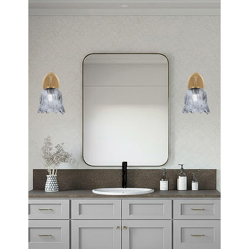 Toltec Kurve 7in 1-Light Downlight Wall Sconce | Modern New Age Brass and Smoke Lava Glass | Bathroom & Hallway | Model 3720-NAB-4232