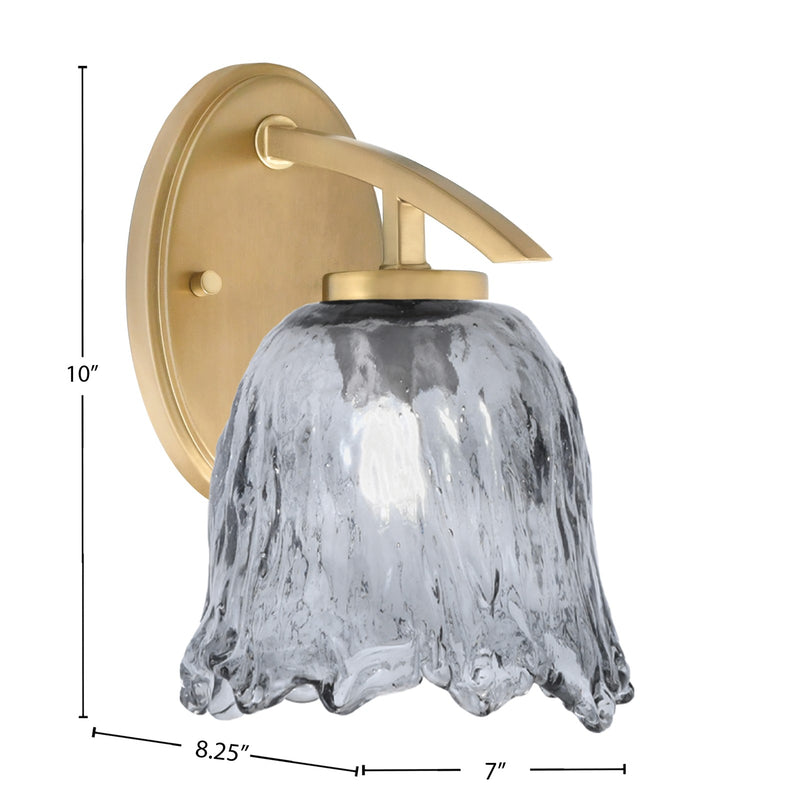 Toltec Kurve 7in 1-Light Downlight Wall Sconce | Modern New Age Brass and Smoke Lava Glass | Bathroom & Hallway | Model 3720-NAB-4232