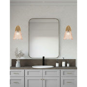 Toltec Kurve 7in 1-Light Downlight Wall Sconce | Modern New Age Brass and Amber Lava Glass | Bathroom & Hallway | Model 3720-NAB-4233