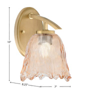 Toltec Kurve 7in 1-Light Downlight Wall Sconce | Modern New Age Brass and Amber Lava Glass | Bathroom & Hallway | Model 3720-NAB-4233