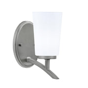 Toltec Kurve 9.5in 1-Light Uplight Wall Sconce | Modern Graphite and White Opal Glass | Bathroom & Hallway | 4.5 x 8.25 x 9.5 in | Model 3721-GP-261