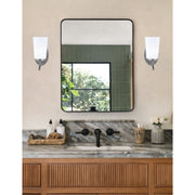 Toltec Kurve 9.5in 1-Light Uplight Wall Sconce | Modern Graphite and White Opal Glass | Bathroom & Hallway | 4.5 x 8.25 x 9.5 in | Model 3721-GP-261