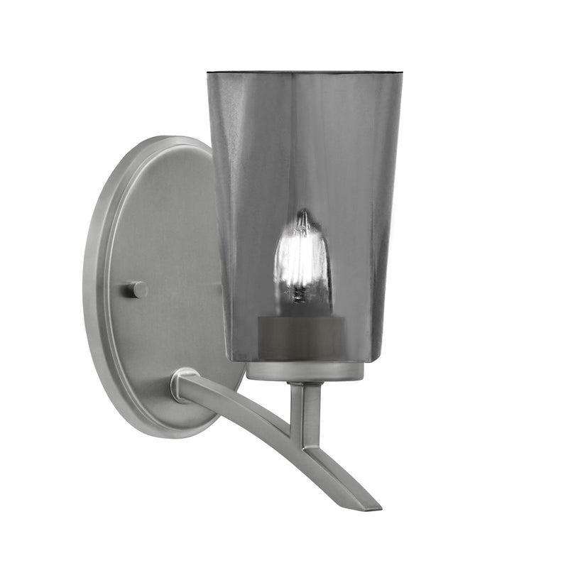 Toltec Kurve 9.5in 1-Light Uplight Wall Sconce | Modern Graphite and Smoke Bubble Glass | Bathroom & Hallway | 4.5 x 8.25 x 9.5 in | Model 3721-GP-262