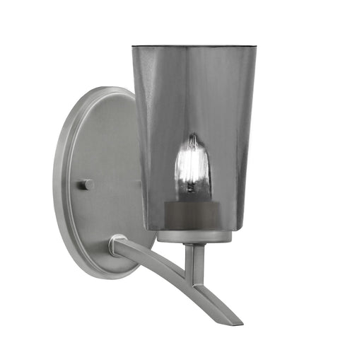 Toltec Kurve 9.5in 1-Light Uplight Wall Sconce | Modern Graphite and Smoke Bubble Glass | Bathroom & Hallway | 4.5 x 8.25 x 9.5 in | Model 3721-GP-262