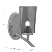 Toltec Kurve 9.5in 1-Light Uplight Wall Sconce | Modern Graphite and Smoke Bubble Glass | Bathroom & Hallway | 4.5 x 8.25 x 9.5 in | Model 3721-GP-262
