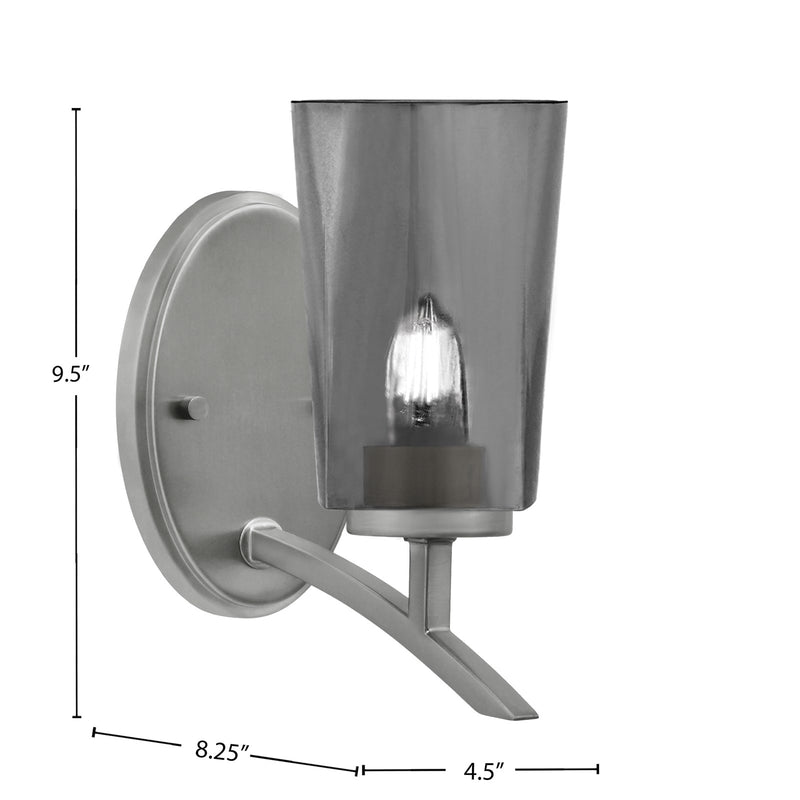 Toltec Kurve 9.5in 1-Light Uplight Wall Sconce | Modern Graphite and Smoke Bubble Glass | Bathroom & Hallway | 4.5 x 8.25 x 9.5 in | Model 3721-GP-262