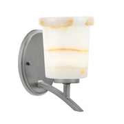 Toltec Kurve 5in 1-Light Uplight Wall Sconce | Modern Graphite and Natural Stone Shade | Bedroom & Hallway Accent Light | Model 3721-GP-4128