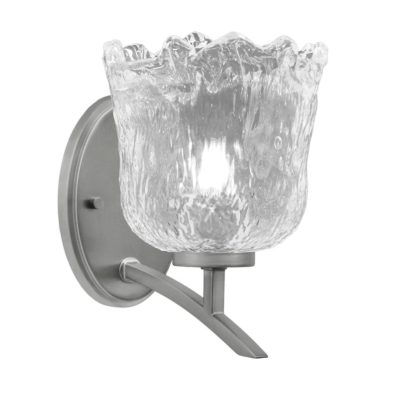 Toltec Kurve 7in 1-Light Uplight Wall Sconce | Modern Graphite and Clear Lava Glass | Bedroom & Hallway Accent Light | Model 3721-GP-4230