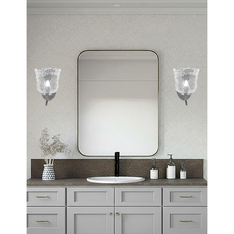 Toltec Kurve 7in 1-Light Uplight Wall Sconce | Modern Graphite and Clear Lava Glass | Bedroom & Hallway Accent Light | Model 3721-GP-4230