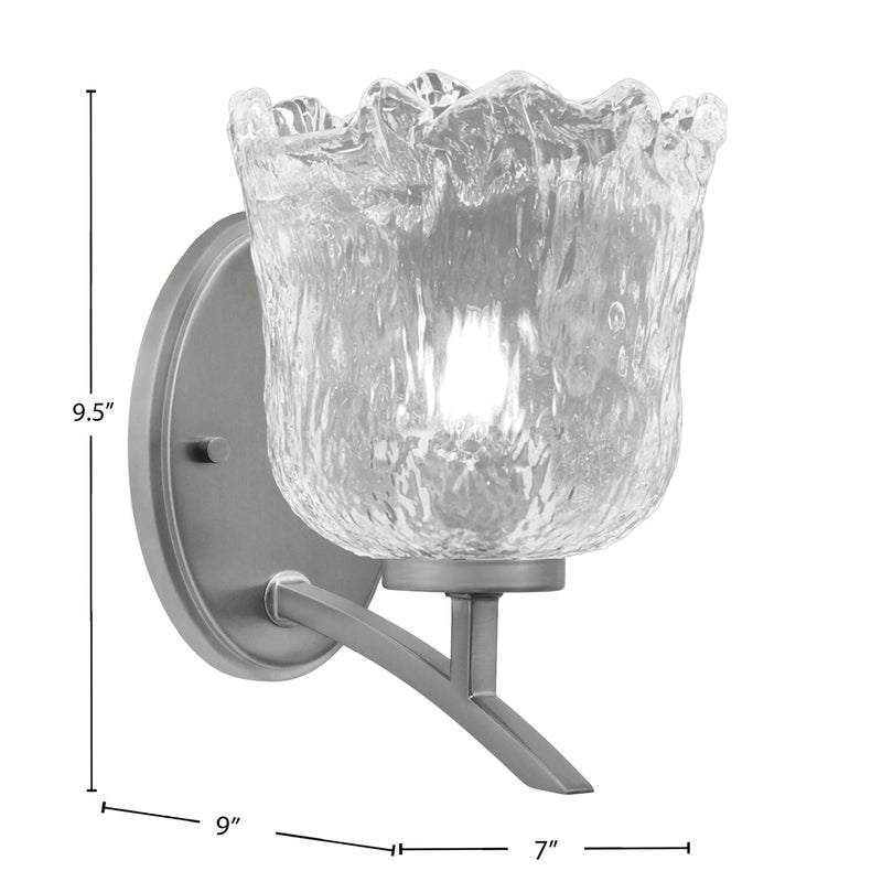 Toltec Kurve 7in 1-Light Uplight Wall Sconce | Modern Graphite and Clear Lava Glass | Bedroom & Hallway Accent Light | Model 3721-GP-4230