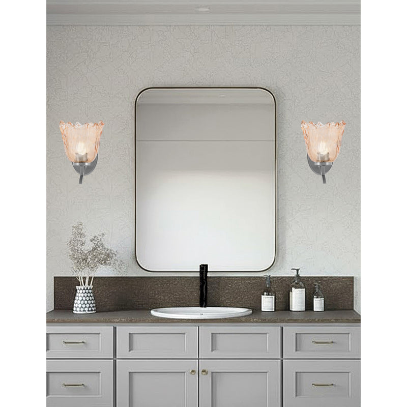 Toltec Kurve 7in 1-Light Uplight Wall Sconce | Modern Graphite and Amber Lava Glass | Bedroom & Hallway Accent Light | Model 3721-GP-4233