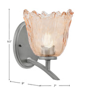 Toltec Kurve 7in 1-Light Uplight Wall Sconce | Modern Graphite and Amber Lava Glass | Bedroom & Hallway Accent Light | Model 3721-GP-4233