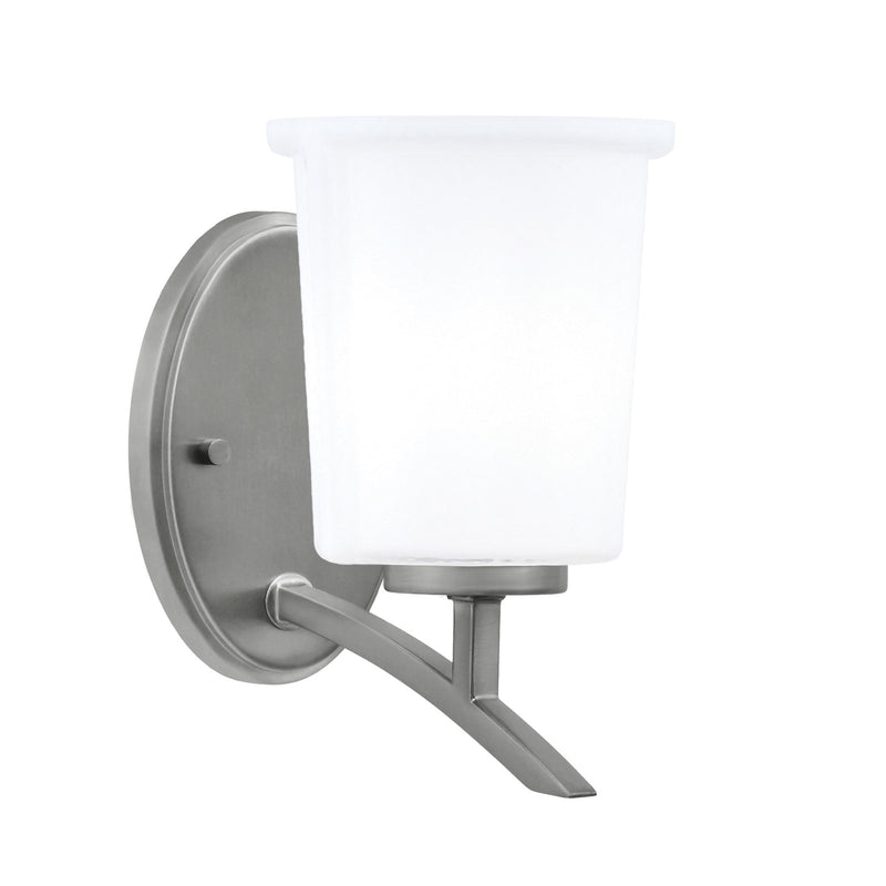 Toltec Kurve 5in 1-Light Uplight Wall Sconce | Modern Graphite and White Opal Glass | Bedroom & Hallway Accent Light | Model 3721-GP-5031