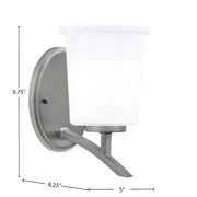 Toltec Kurve 5in 1-Light Uplight Wall Sconce | Modern Graphite and White Opal Glass | Bedroom & Hallway Accent Light | Model 3721-GP-5031