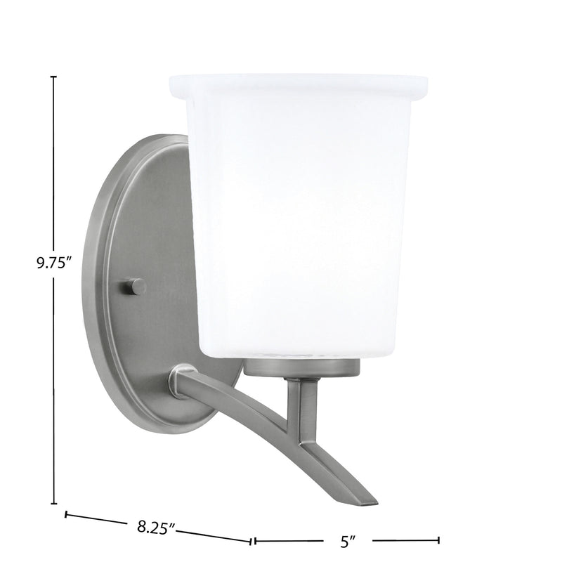 Toltec Kurve 5in 1-Light Uplight Wall Sconce | Modern Graphite and White Opal Glass | Bedroom & Hallway Accent Light | Model 3721-GP-5031