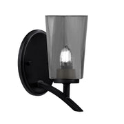 Toltec Kurve 9.5in 1-Light Uplight Wall Sconce | Modern Matte Black and Smoke Bubble Glass | Bathroom & Hallway | Model 3721-MB-262