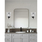 Toltec Kurve 7in 1-Light Uplight Wall Sconce | Modern Matte Black and Clear Lava Glass | Bedroom & Hallway Accent Light | Model 3721-MB-4230