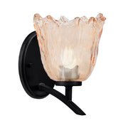 Toltec Kurve 7in 1-Light Wall Sconce | Modern Matte Black and Amber Lava Glass | Bedroom & Hallway Accent Light | 7 x 9 x 9.5 in | Model 3721-MB-4233