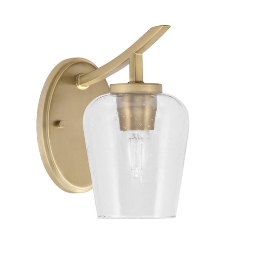 Toltec Kurve 1Lt Uplight Wall Sconce, Brass, 5" Clear Bubble - 3721-NAB-210