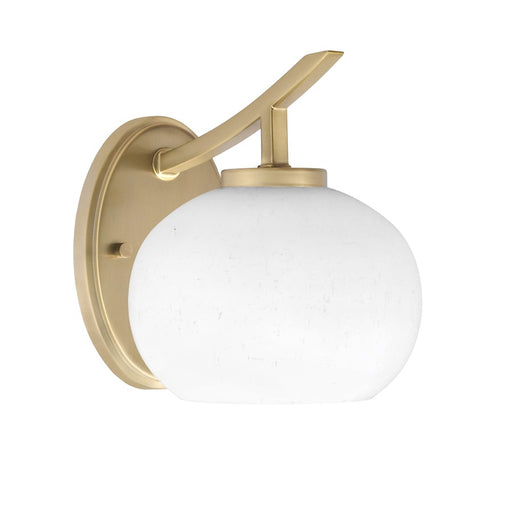 Toltec Kurve 212 1Lt Uplight Wall Sconce, Brass, 7" White Muslin - 3721-NAB-212