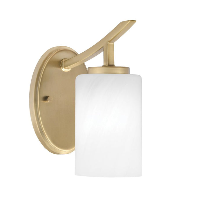 Toltec Kurve 1Lt Uplight Wall Sconce, Brass, 4" White Marble - 3721-NAB-3001