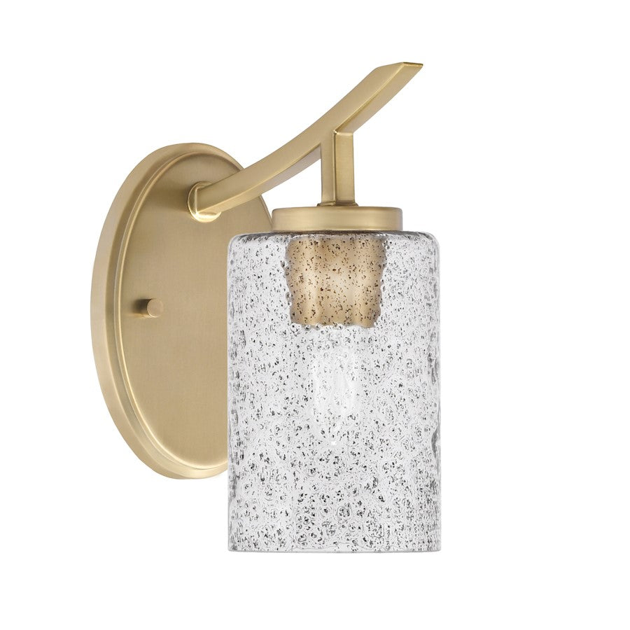 Toltec Kurve 1Lt Uplight Wall Sconce, Brass, 4" Smoke Bubble - 3721-NAB-3002