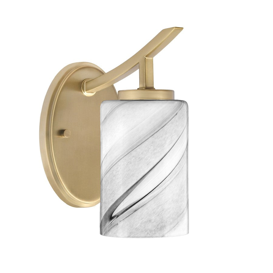 Toltec Kurve 1Lt Uplight Wall Sconce, Brass, 4" Onyx Swirl - 3721-NAB-3009