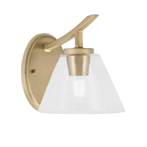 Toltec Kurve 1Lt Uplight Wall Sconce, Brass, 7" Clear Bubble - 3721-NAB-302