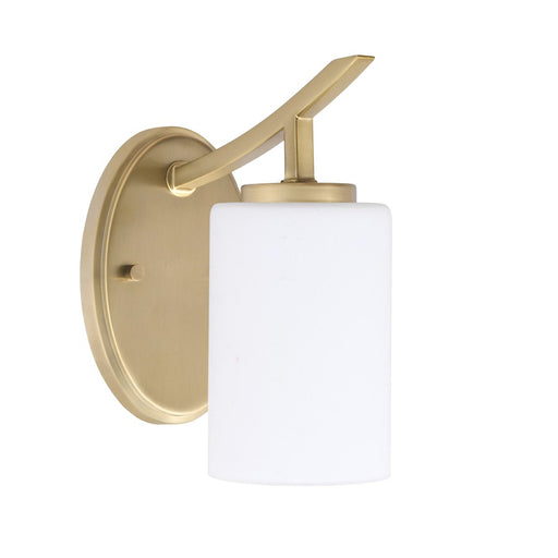 Toltec Kurve 1Lt Uplight Wall Sconce, Brass, 4" White Muslin - 3721-NAB-310