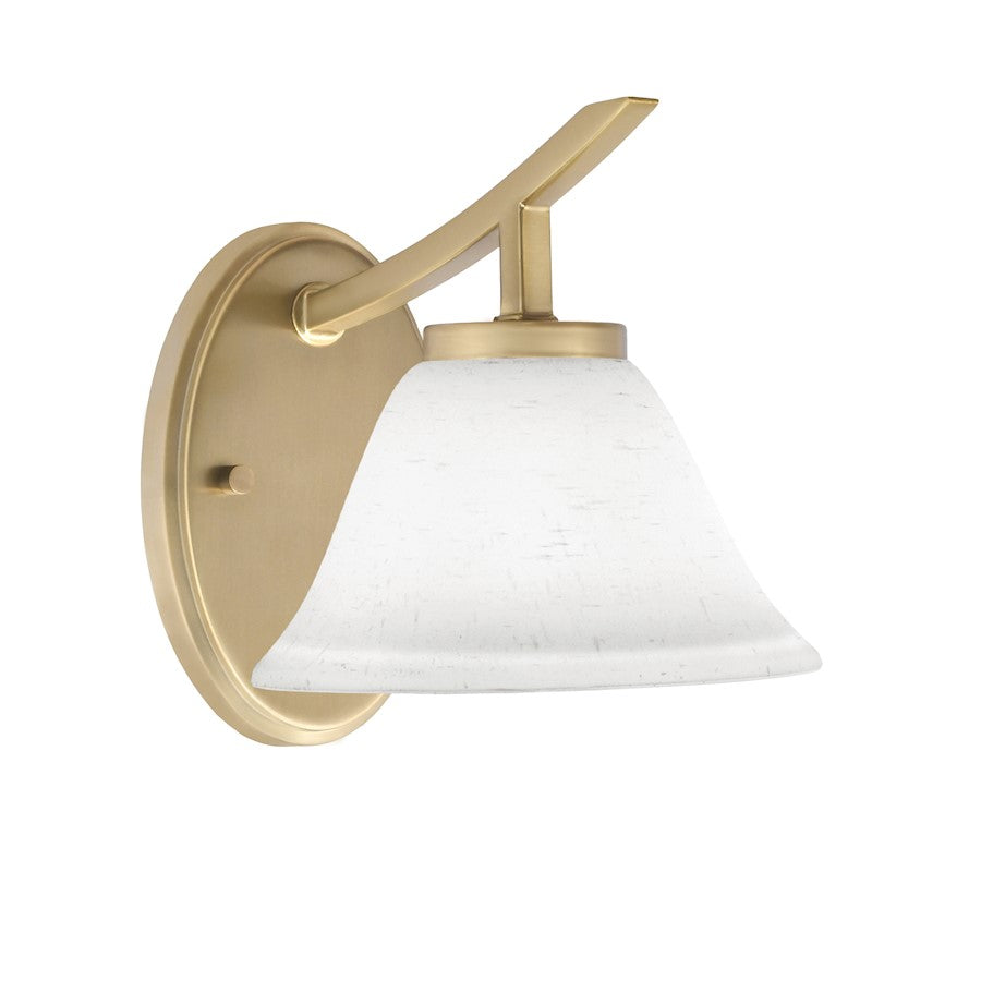 Toltec Kurve 311 1Lt Uplight Wall Sconce, Brass, 7" White Muslin - 3721-NAB-311