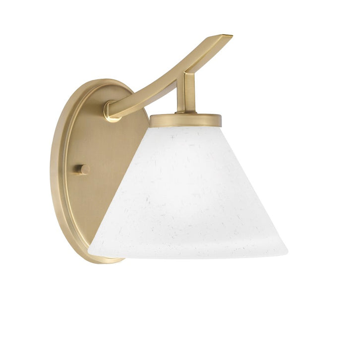 Toltec Kurve 1Lt Uplight Wall Sconce, Brass, 7" White Muslin - 3721-NAB-312