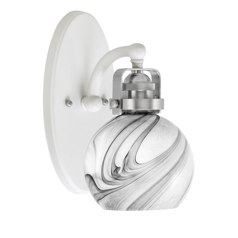 Toltec Kurve 1Lt Uplight Wall Sconce, Brass, 5.75" Clear Bubble