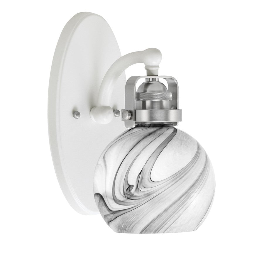Toltec Kurve 1Lt Uplight Wall Sconce, Brass, 5.75" Clear Bubble