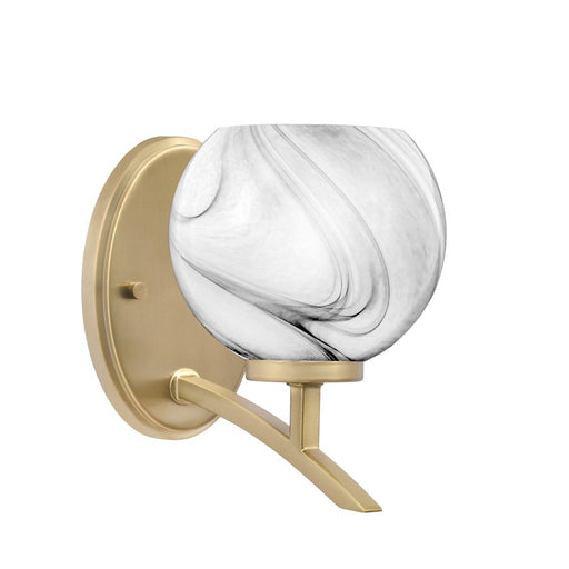 Toltec Kurve 1Lt Uplight Wall Sconce, Brass, 5.75" Onyx Swirl