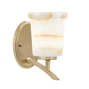 Toltec Kurve 5in 1-Light Wall Sconce | Transitional New Age Brass and Natural Stone Glass | Bedroom & Hallway Accent Light | Model 3721-NAB-4128