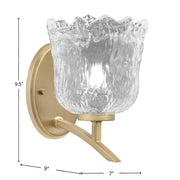 Toltec Kurve 7in 1-Light Uplight Wall Sconce | New Age Brass and Clear Lava Glass | Bedroom & Hallway Accent | 7 x 9 x 9.5 in | Model 3721-NAB-4230