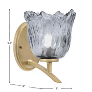 Toltec Kurve 7in 1-Light Uplight Wall Sconce | New Age Brass and Smoke Lava Glass | Bedroom & Hallway Accent | 7 x 9 x 9.5 in | Model 3721-NAB-4232
