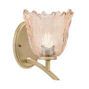 Toltec Kurve 7in 1-Light Uplight Wall Sconce | New Age Brass and Amber Lava Glass | Bedroom & Hallway Accent | 7 x 9 x 9.5 in | Model 3721-NAB-4233