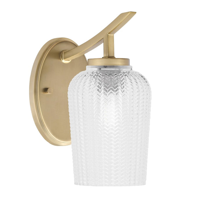 Toltec Kurve 1Lt Uplight Wall Sconce, Brass, 5" Clear Textured - 3721-NAB-4250