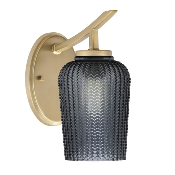 Toltec Kurve 1Lt Uplight Wall Sconce, Brass, 5" Smoke Textured - 3721-NAB-4252