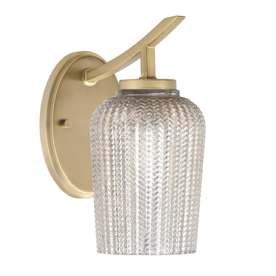 Toltec Kurve 1Lt Uplight Wall Sconce, Brass, 5" Silver Textured - 3721-NAB-4253