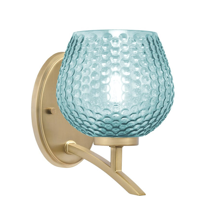 Toltec Kurve 4605 Uplight Sconce, Brass, 6" Turquoise Text - 3721-NAB-4605