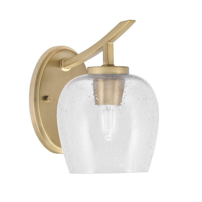 Toltec Kurve 1Lt Uplight Wall Sconce, Brass, 6" Clear Bubble - 3721-NAB-4810