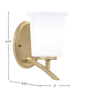 Toltec Kurve 1-Light Uplight Wall Sconce | New Age Brass and White Opal Glass | Bedroom & Hallway Accent Light | Model 3721-NAB-5031