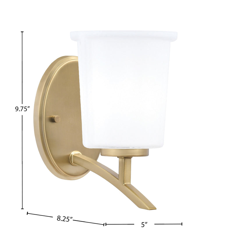 Toltec Kurve 1-Light Uplight Wall Sconce | New Age Brass and White Opal Glass | Bedroom & Hallway Accent Light | Model 3721-NAB-5031