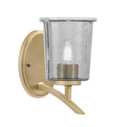 Toltec Kurve 1-Light Uplight Wall Sconce | New Age Brass and Smoke Bubble Glass | Bedroom & Hallway Accent Light | Model 3721-NAB-5032