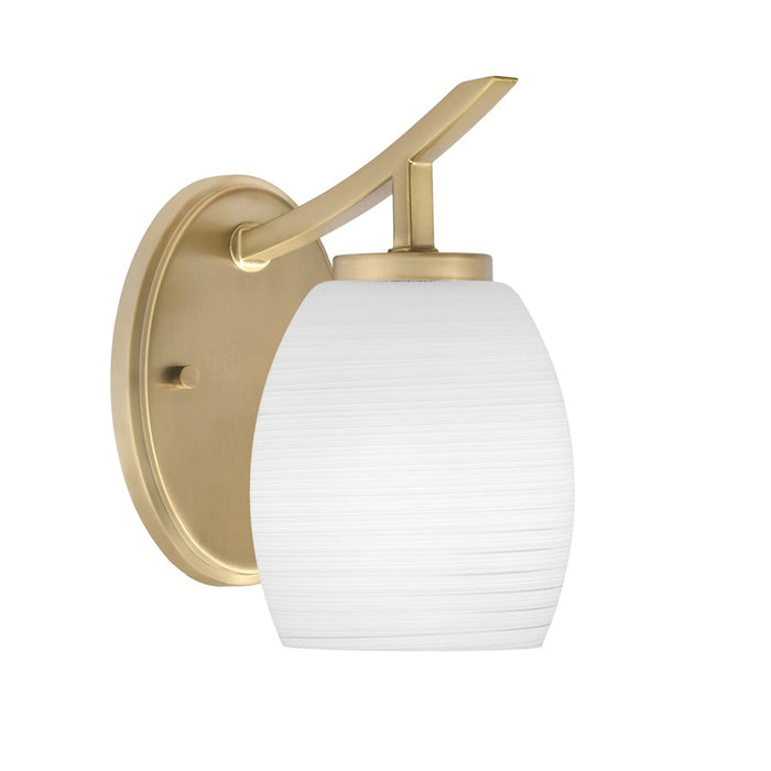 Toltec Kurve 1Lt Uplight Wall Sconce, Brass, 5" White Linen - 3721-NAB-615