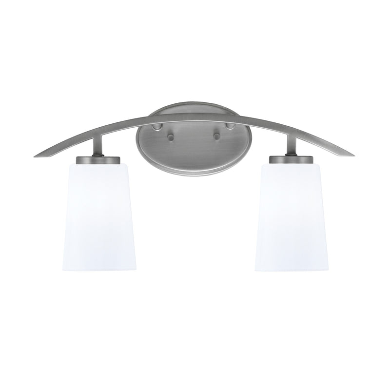 Toltec Kurve 2-Light Bath Bar | Graphite and White Opal Glass | Bathroom & Vanity Lighting | 7.25 x 10.5 in | Model 3722-GP-261