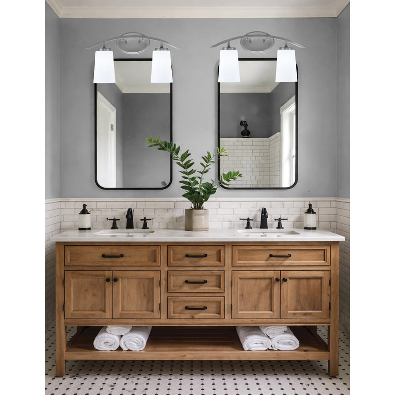 Toltec Kurve 2-Light Bath Bar | Graphite and White Opal Glass | Bathroom & Vanity Lighting | 7.25 x 10.5 in | Model 3722-GP-261