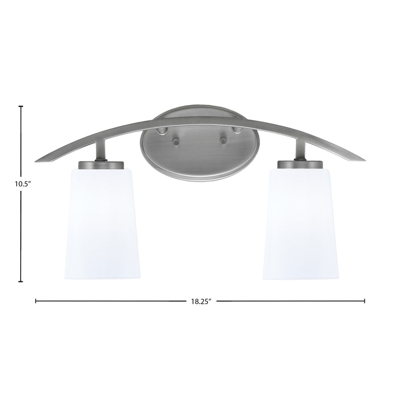 Toltec Kurve 2-Light Bath Bar | Graphite and White Opal Glass | Bathroom & Vanity Lighting | 7.25 x 10.5 in | Model 3722-GP-261